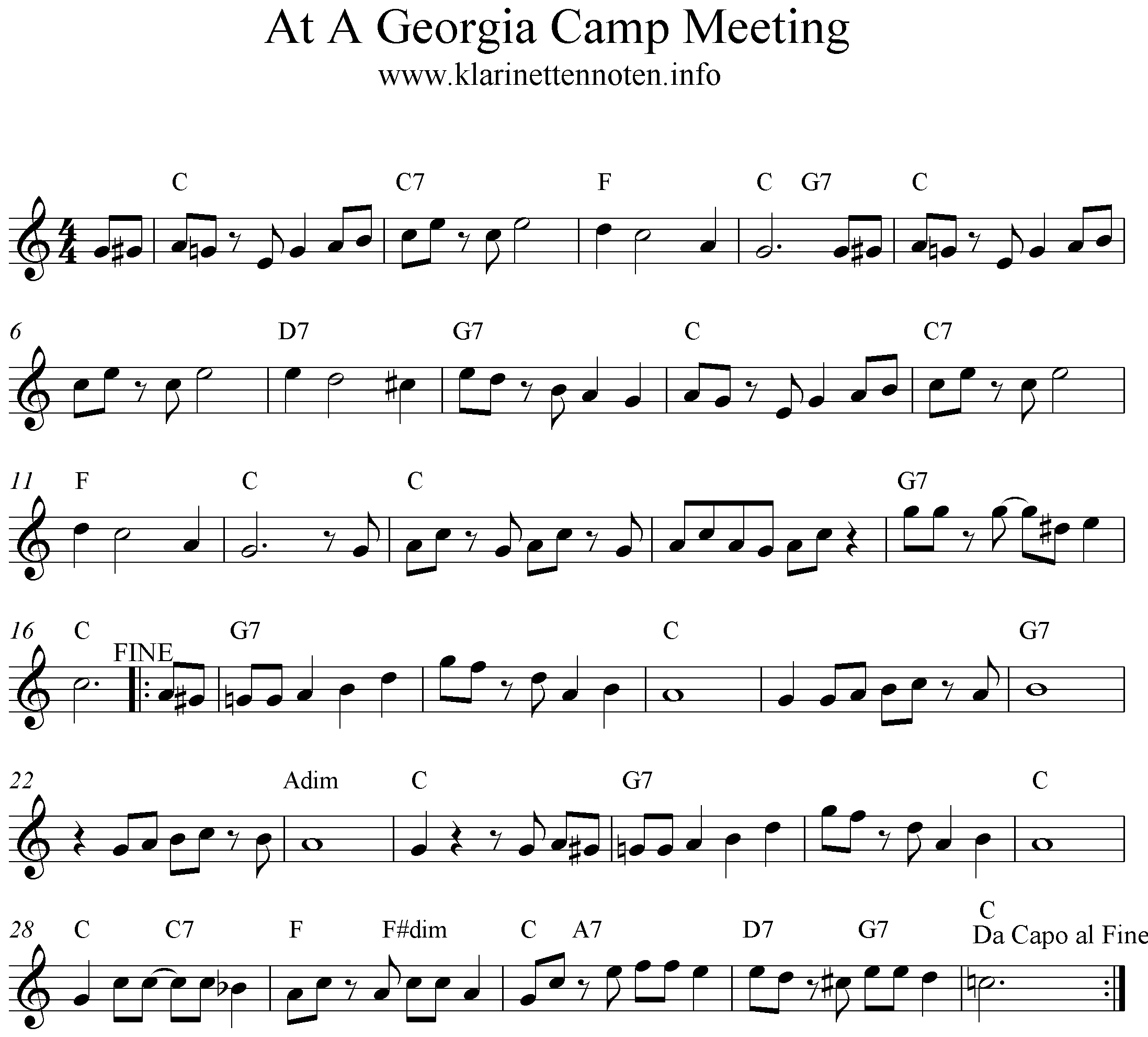 Freesheetmusic At A Georgia Camp Meeting, C-Major